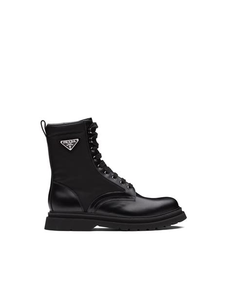 combact boots prada|Black Brushed Leather Combat Boots .